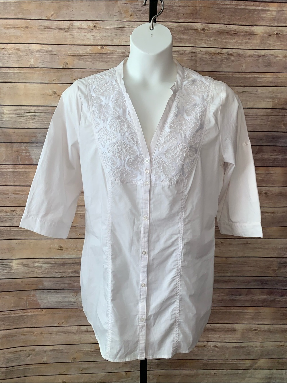 Ashley Stewart front Embroidered Blouse Size 14